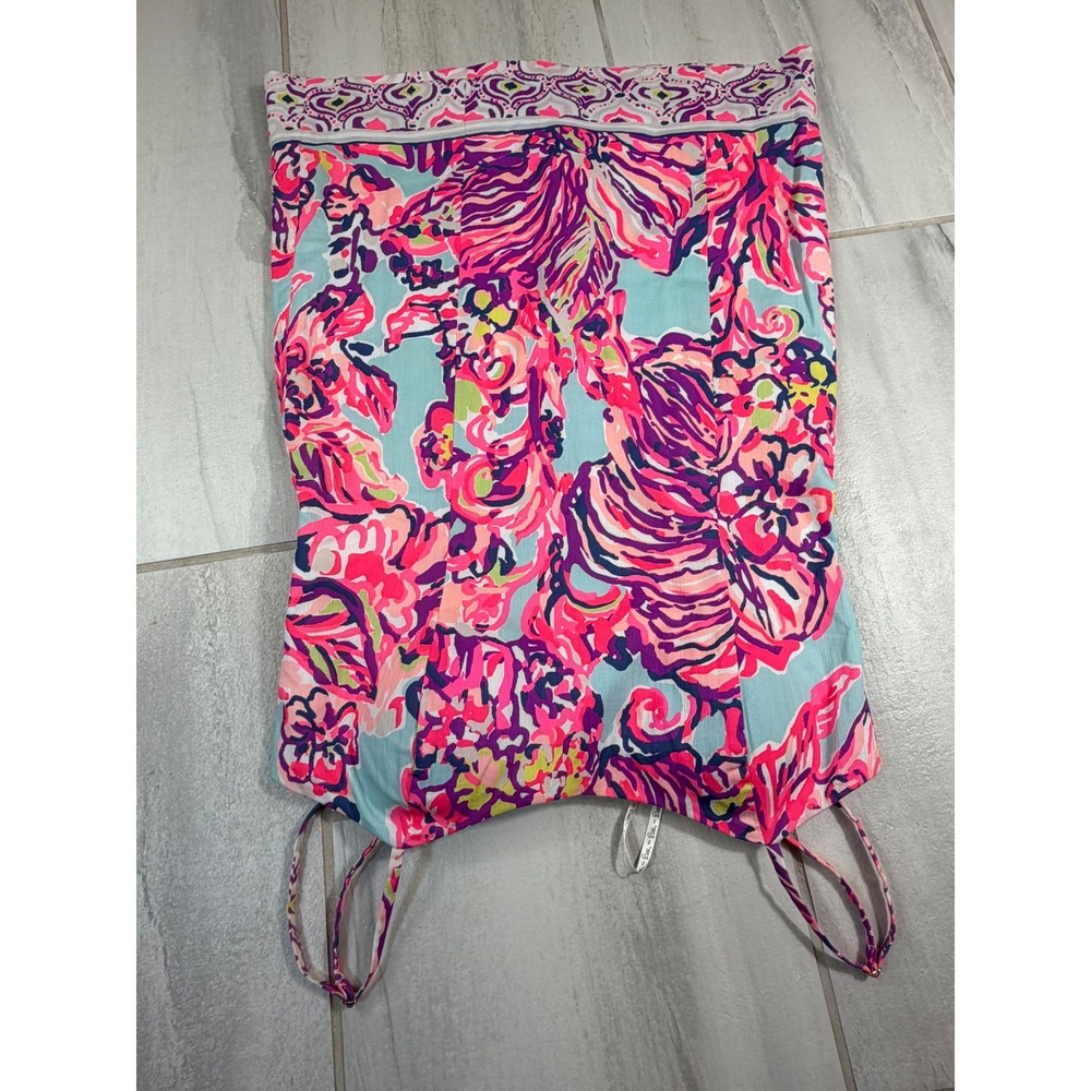 Lilly Pulitzer Floral Paisley Cut Out Back Bow Shift Dress Pink Blue Size 8